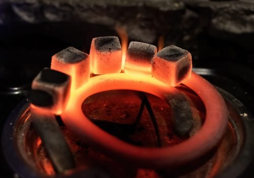 Five coals for hookah heating on the stove